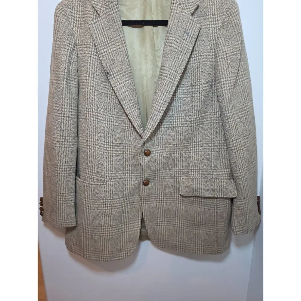 Vtg Chaps Ralph Lauren Tan Scottish Camel Hair Sport Coat Blazer 40S